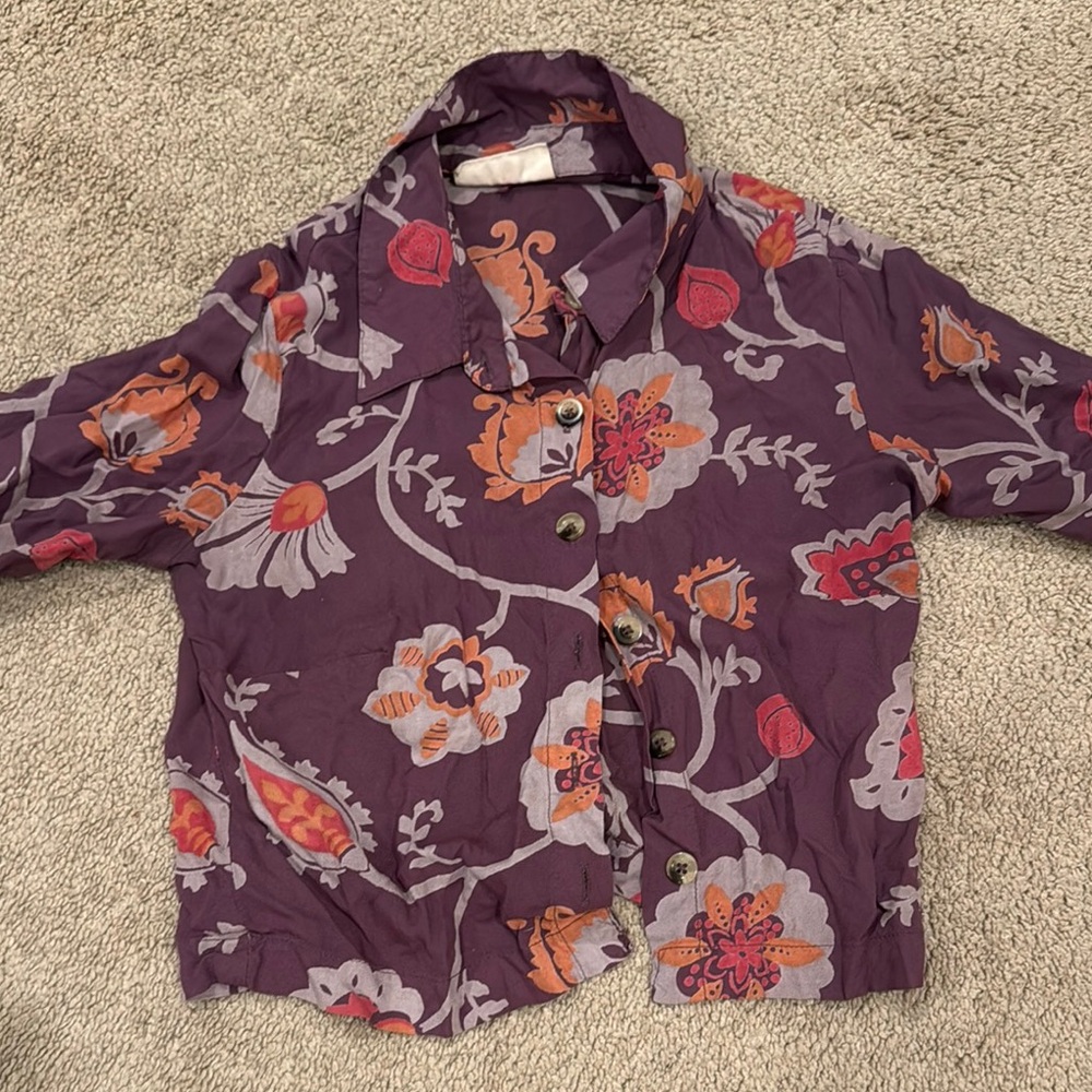 Floral Purple Button Down Shirt
